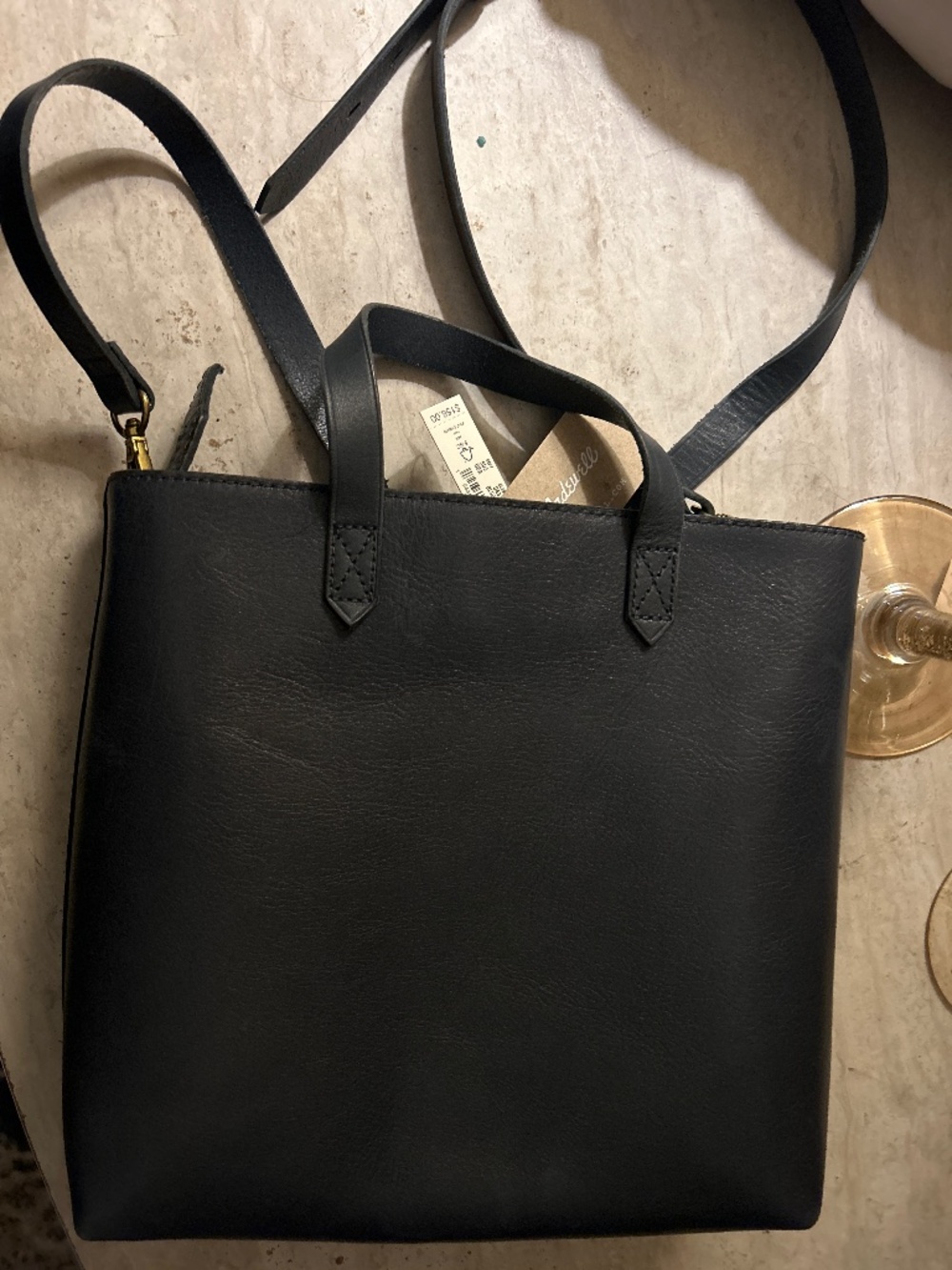 Blue leather hand & crossbody bag